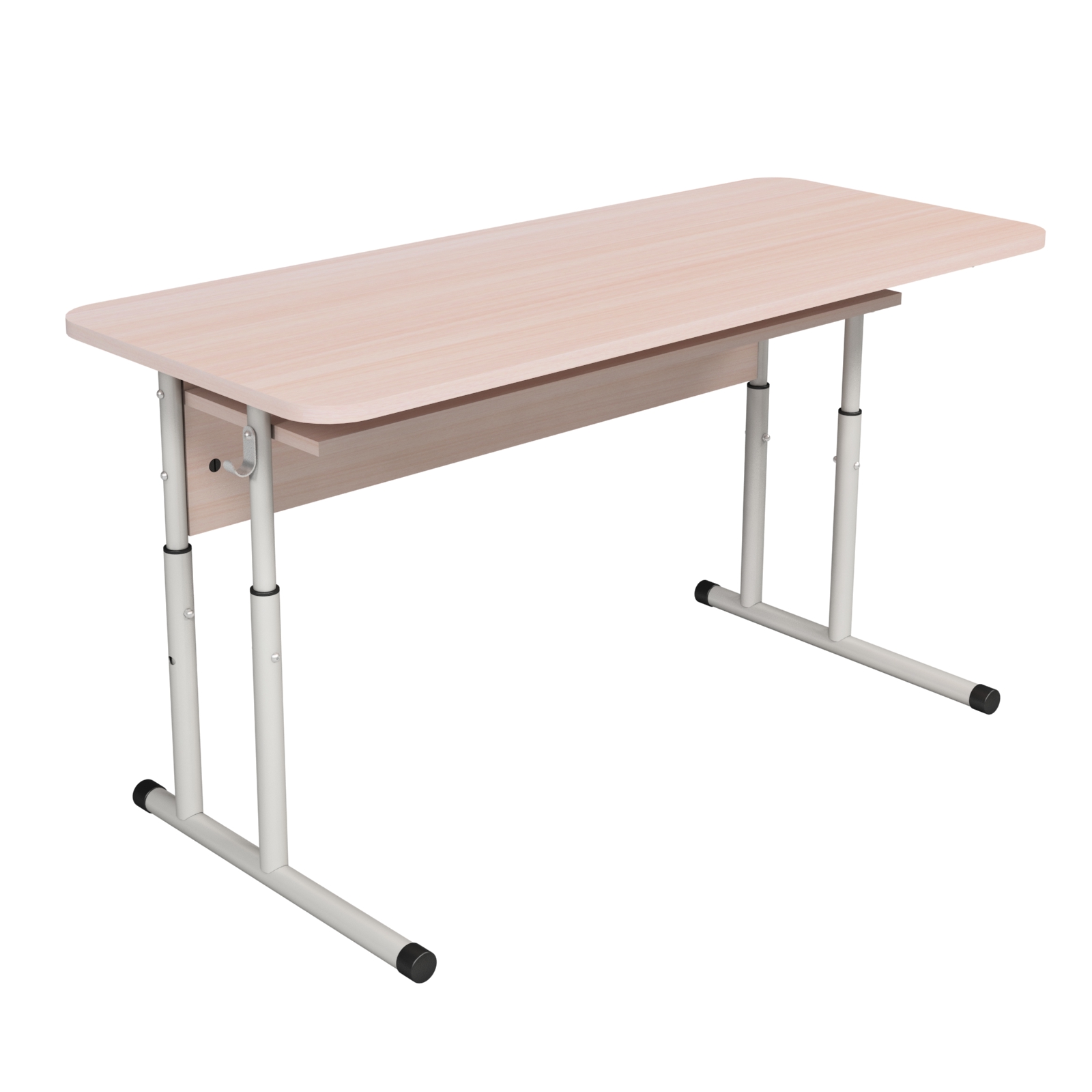 Учнівський стіл з полицею, 2-місний, ростові групи №4-7, форма труби каркасу ніг - кругла, АЛМАНТ, 1300х500х640-820 мм.